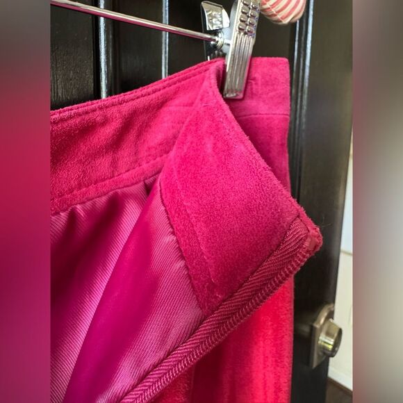 Neiman Marcus Cusp Burgundy Suede Fringe Skirt Size XS - Picture 11 of 15